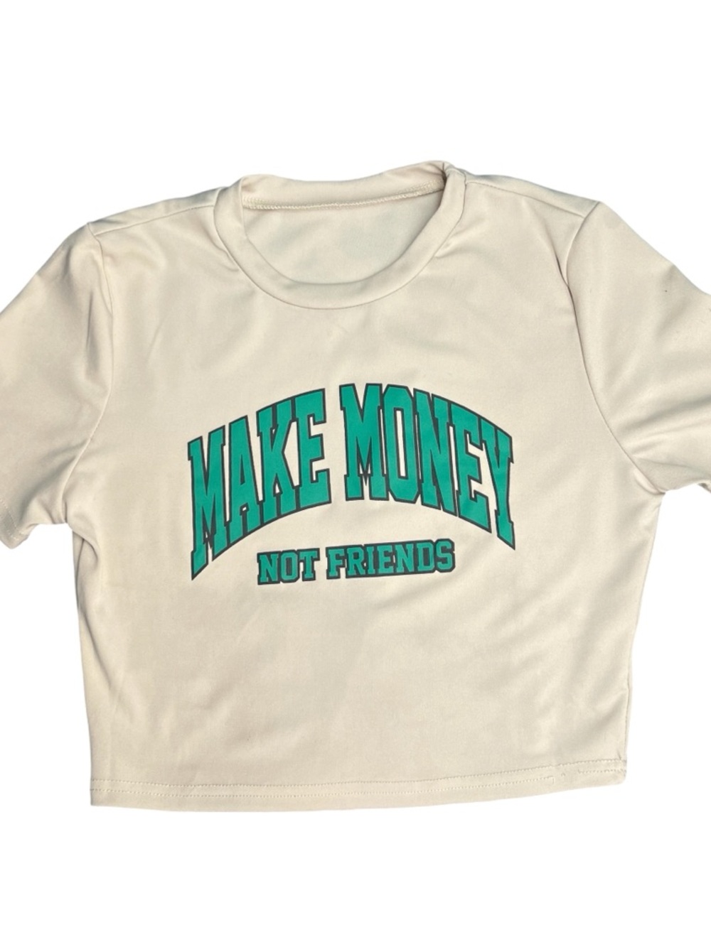 "MAKE MONEY NOT FRIENDS" Graphic Crop Top